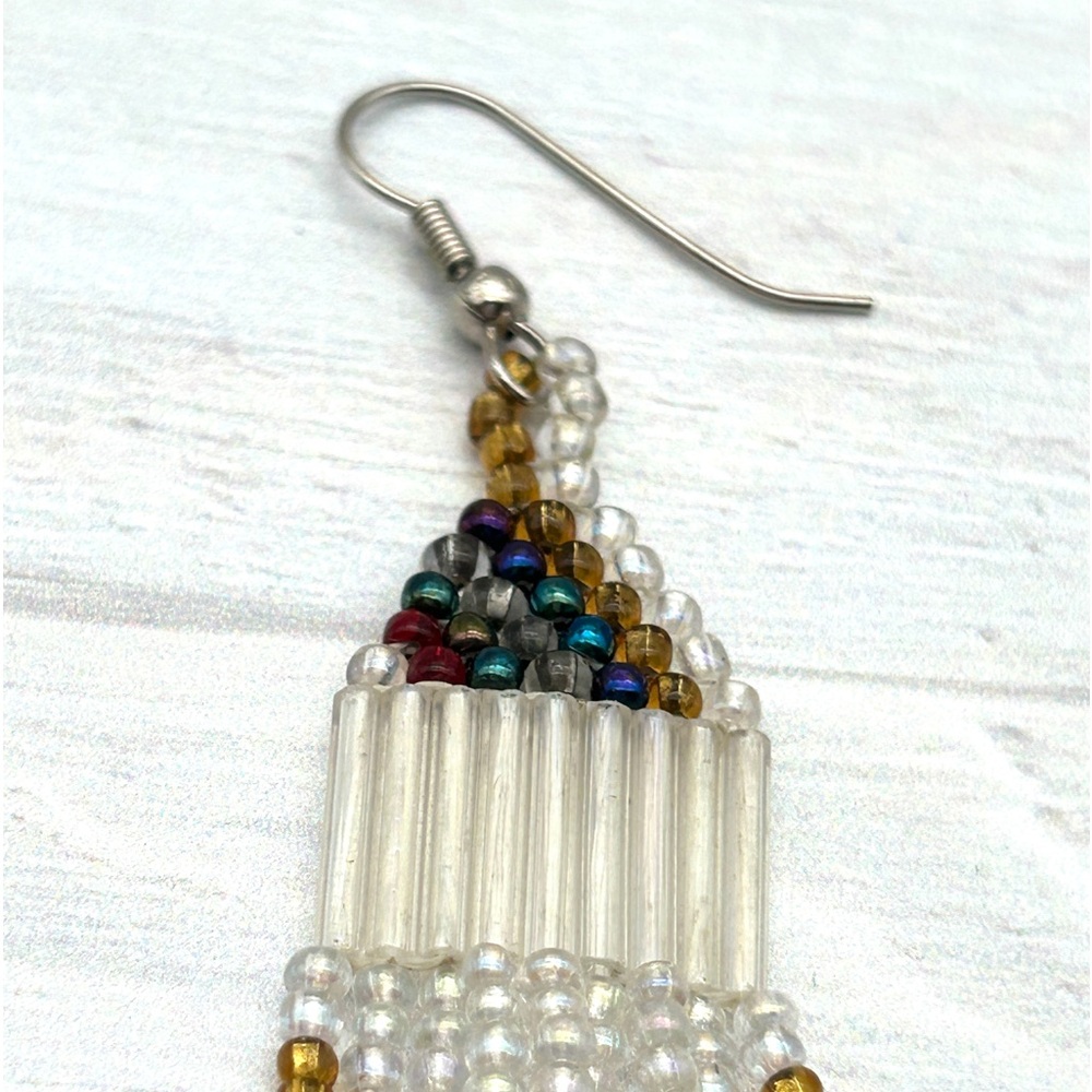Native American Beaded Dangle Statement Earrings … - image 7